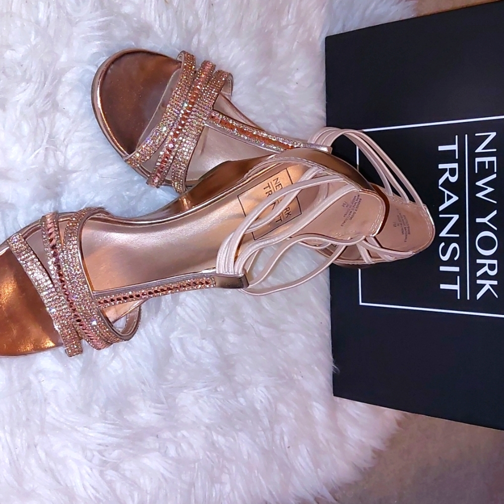 New York Transit rose gold heels, size 7 womens